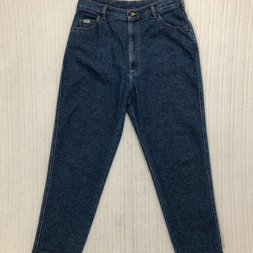 Vintage Lee Jeans Womens 16 Med High Rise Tapered Leg Dark Wash Made in USA 90s